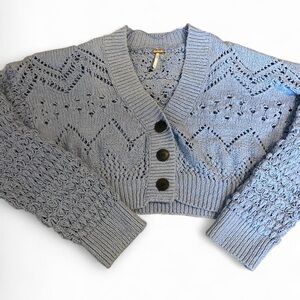 Free People Light Blue Knit Cardigan